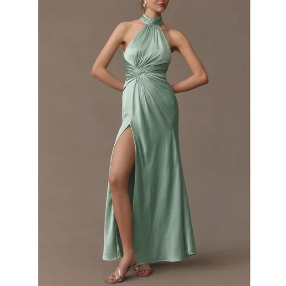 Mac Duggal Mint Green Halter Maxi Dress - Picture 4 of 8